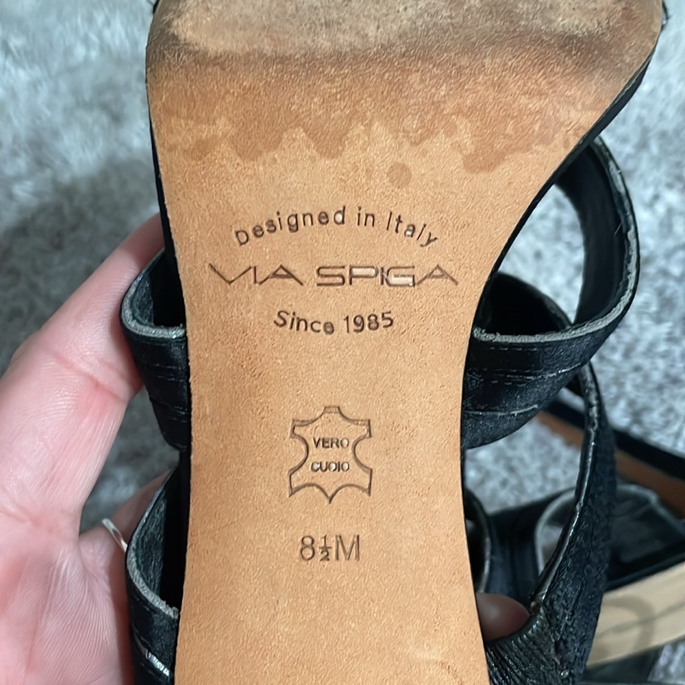 Via Spiga black leather sandal heels, EUC, Size 8.5m - Picture 6 of 6